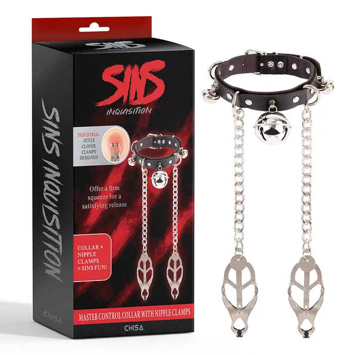 SINS Female Sex Toys SINS Master Control Collar with Nipple Clamps