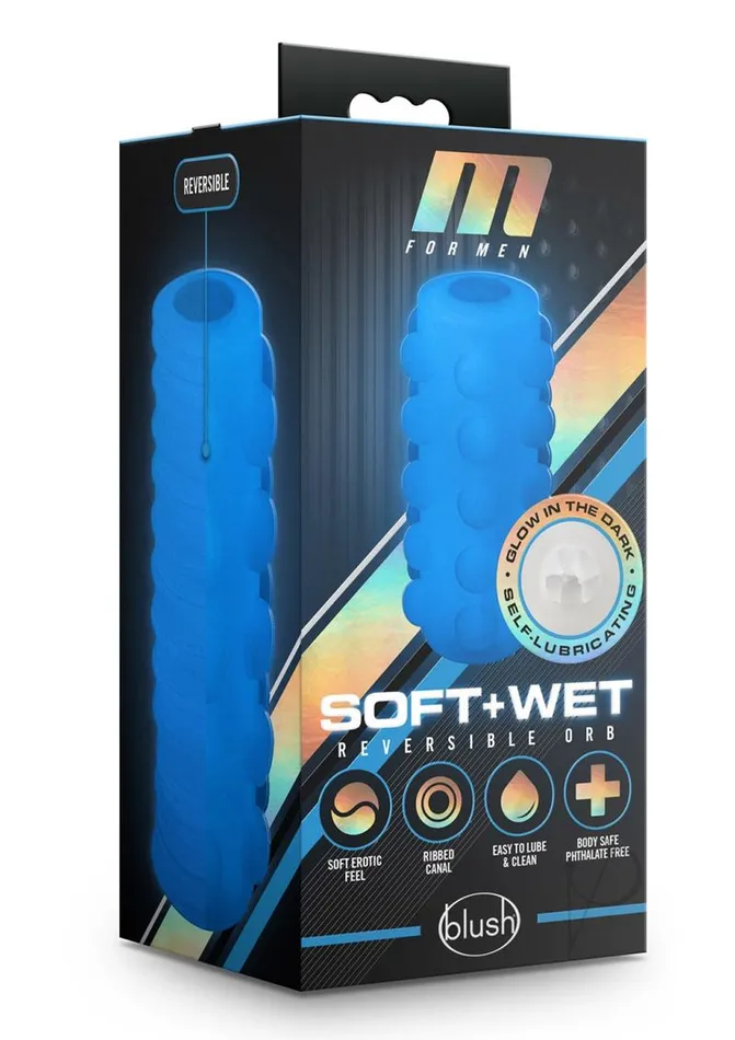 M for Men M For Men Soft and Wet Glow In The Dark Reversible Orb Masturbator Frosted Male Sex Toys