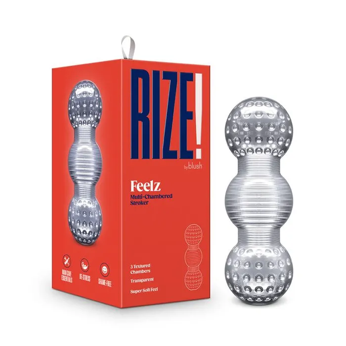 RIZE Feelz Clear Stroker with Multi Chambers Magic Silk Male Sex Toys